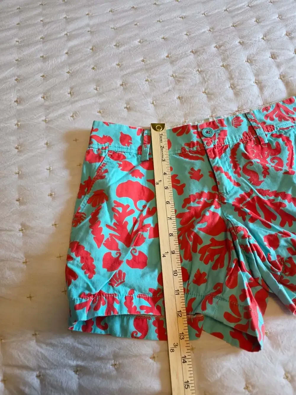 Lilly Pulitzer The Callahan Short Red and Teal Coral Print Size 6